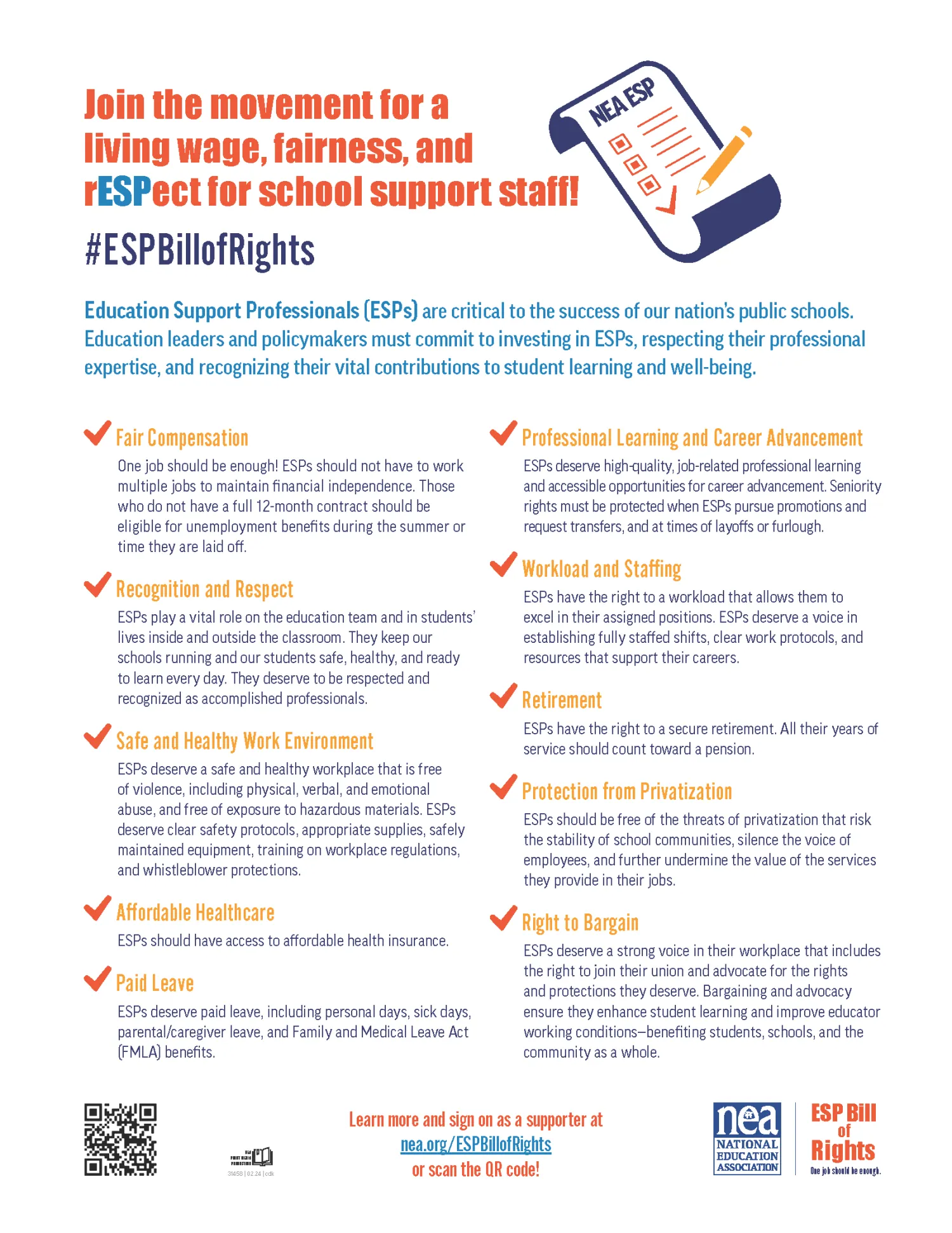 NEA ESP Bill of Rights image