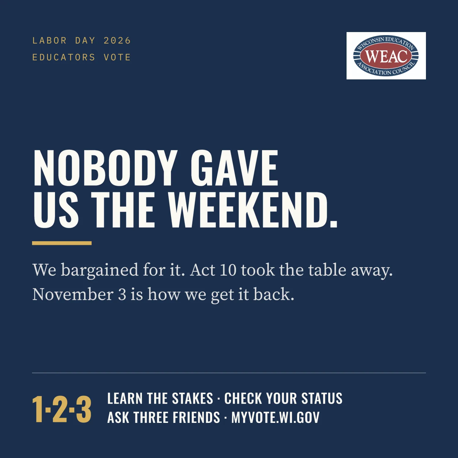 social post - nobody gave us the weekend