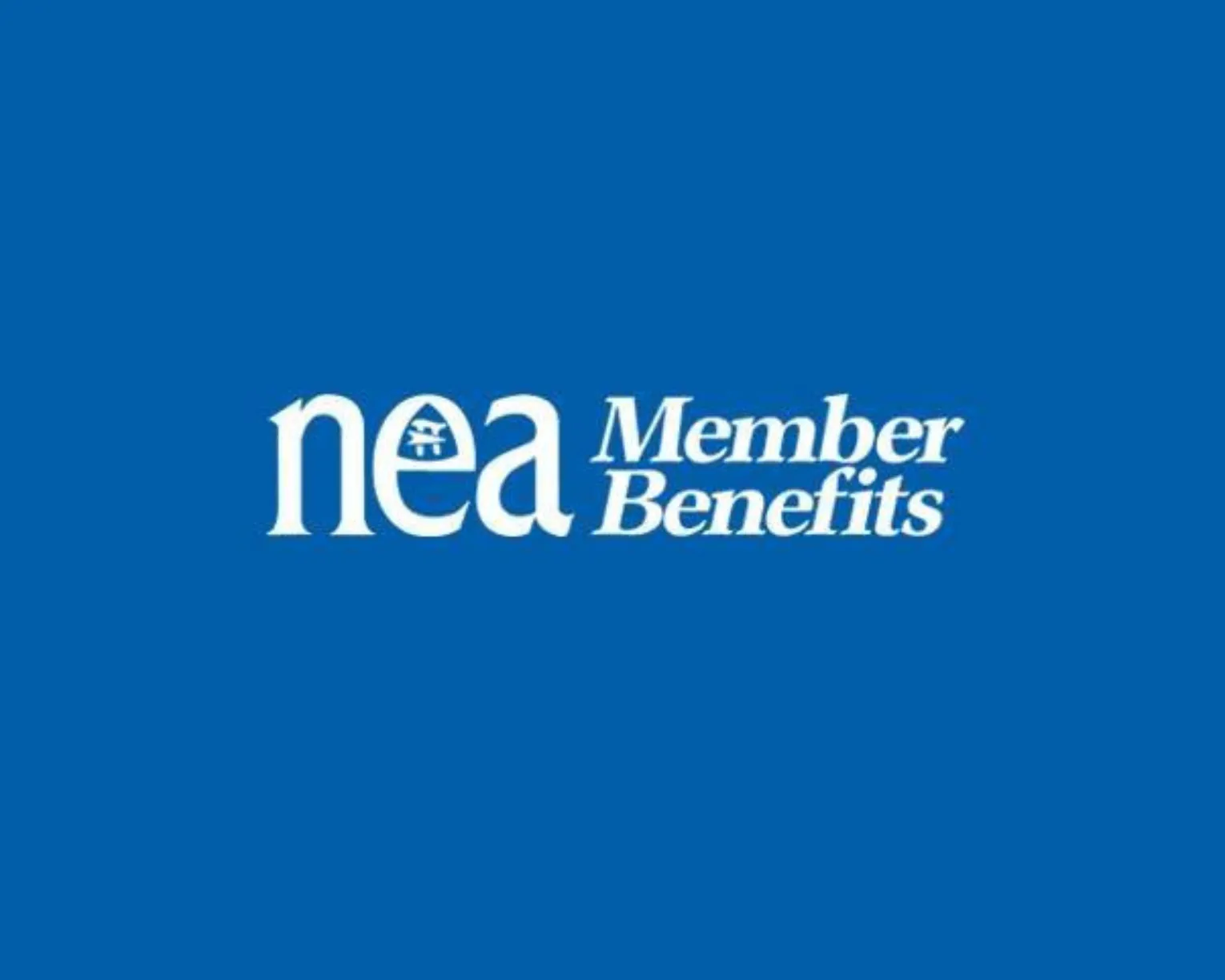 NEA Member Benefits Logo blue background with white NEA Member Benefits words