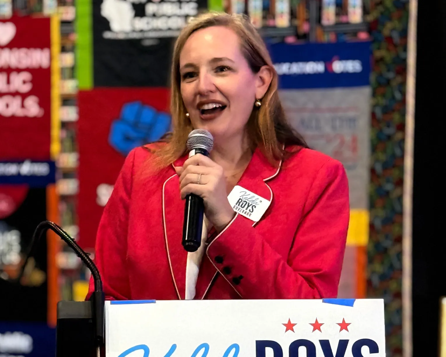Kelda Roys at Microphone