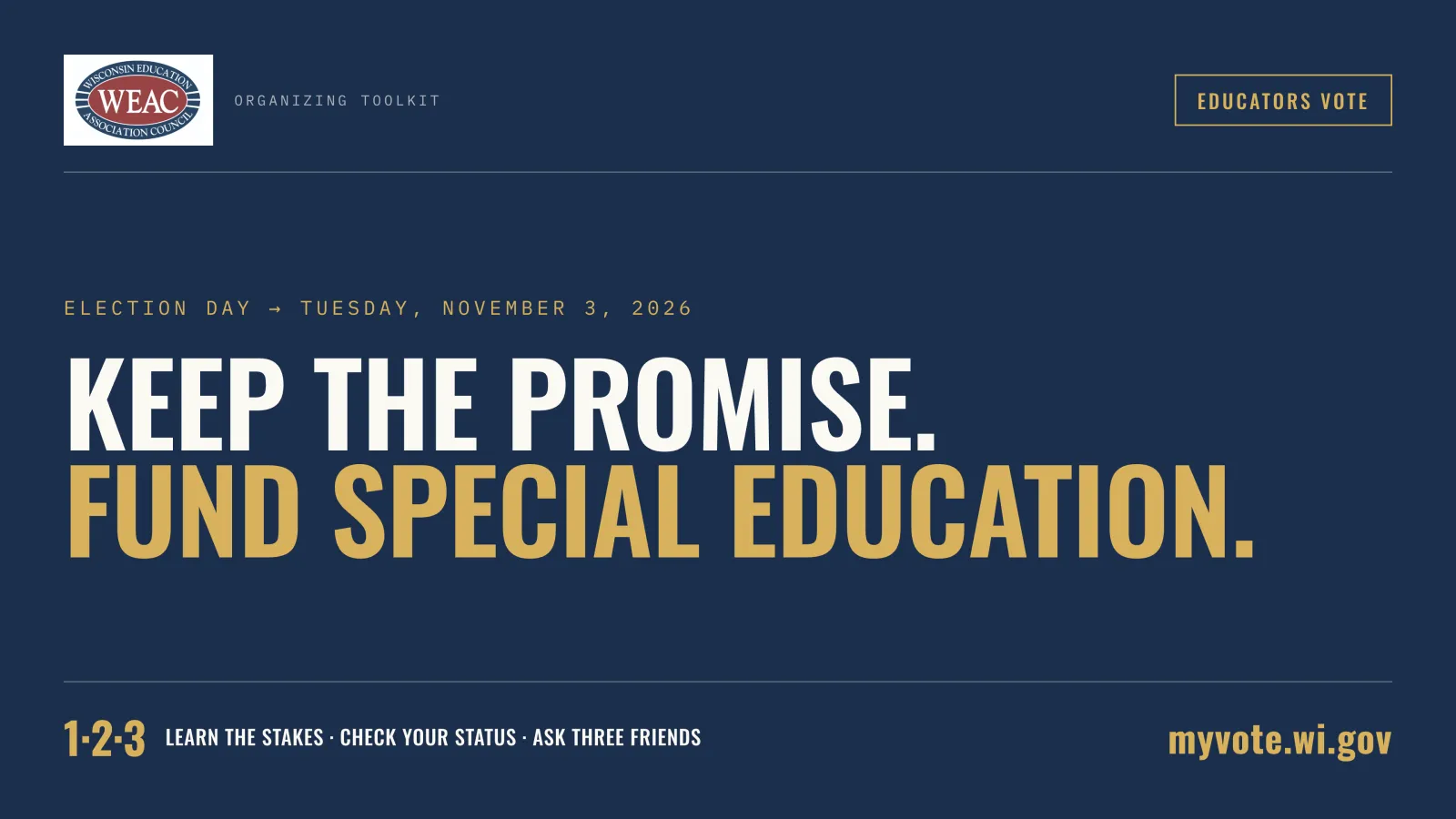 Keep the Promise. Fund Special Education Header