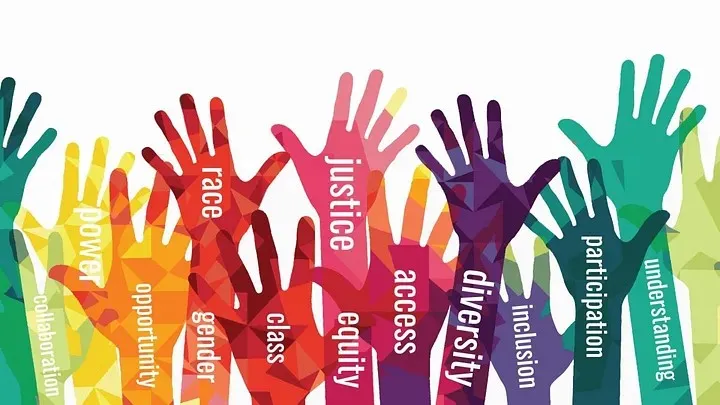 Colorful image of hands representing differences and values