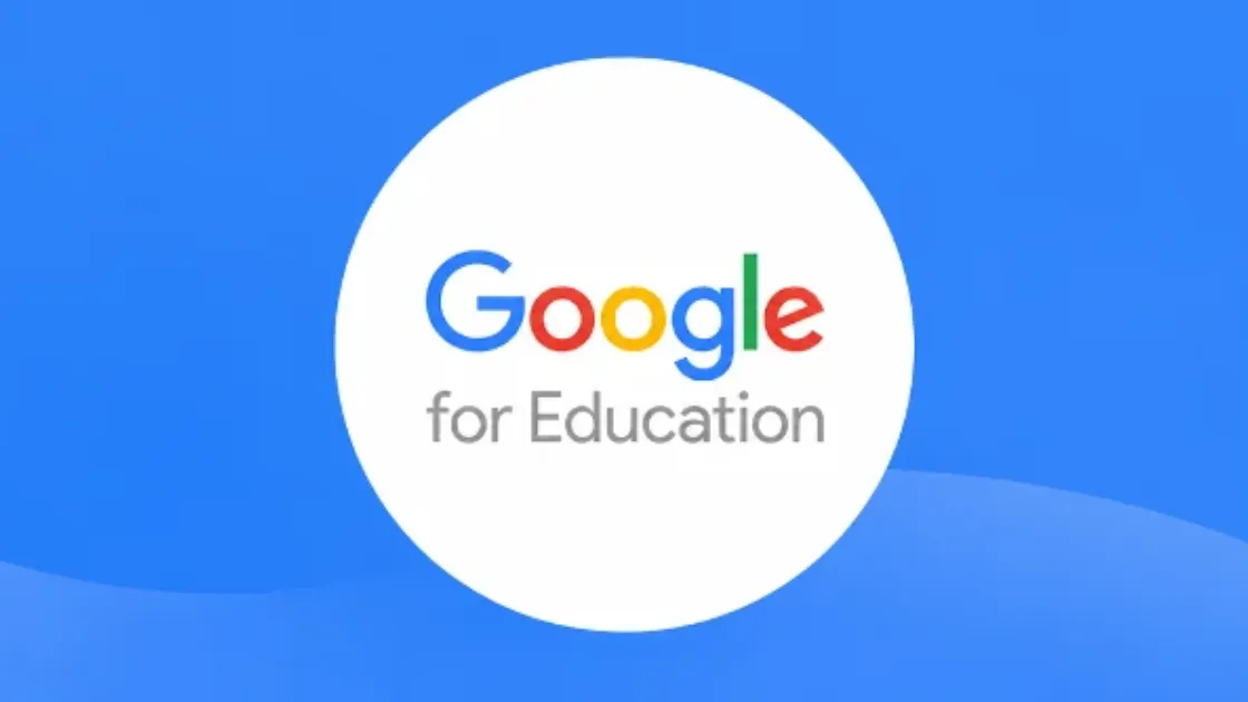 Google for Education circle logo over blue blakcground