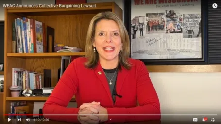 video still of WEAC president November 2023