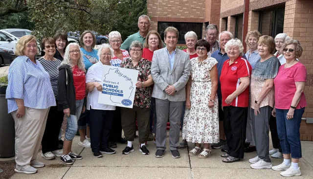 WEAC Retired 2026-27 board of directors in front of the WEAC buidling